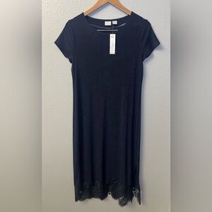 Chico’s Travelers Black Lace Hem Dress Size 1P NWT